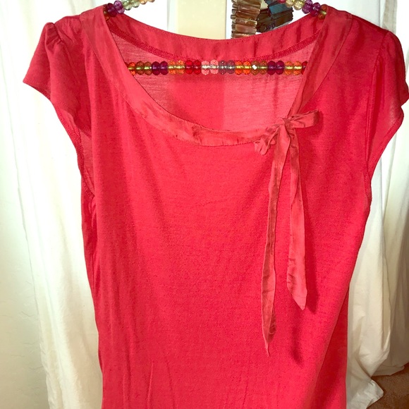 Tops - Coral blouse with silk tie Tops - Coral blouse with silk tie